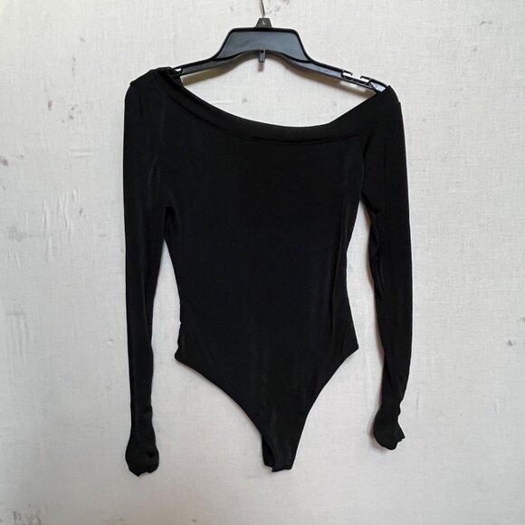Free People Black Long‎ Sleeve Off-Shoulder Bodysuit Thong Intimately Size L - Picture 6 of 6